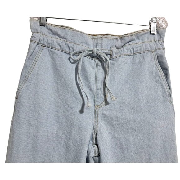 Universal Thread Jeans Womens Light Blue Wide-Leg Paper Bag Waist Cotton Drawstr - Picture 4 of 10